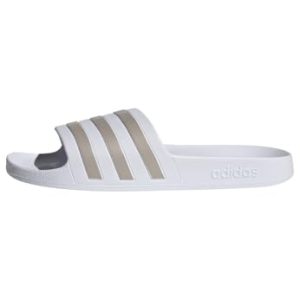 adidas Mixte Adilette Aqua Slides, Cloud White / Platinum / Cloud White, 44.5 EU