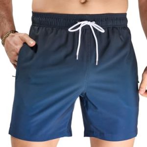 Arcweg Short de Bain Homme avec Doublure en Maille - Séchage Rapide - Short de Natation avec Poches à Fermeture Éclair - Idéal pour Surf, Plage et Piscine