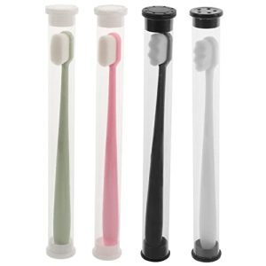 BESTYASH 4pièces Brosse à Dents Souple Extra Douce Pour Adultes Set De Poils Ultra-fins Idéale Pour Voyage Et Usage Quotidien Compacte Et Entretien Optimal