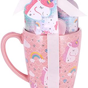 BRUBAKER Cosmetics - Coffret de bain & douche - Fleur de cerisier - 5 Pièces - Mug Licorne XXL incl. - Idée cadeau Femme & Fille
