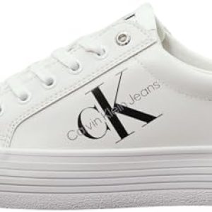 Calvin Klein Baskets Vulcanisées Femme Flatform Laceup Low Compensées, Blanc (Bright White), 37