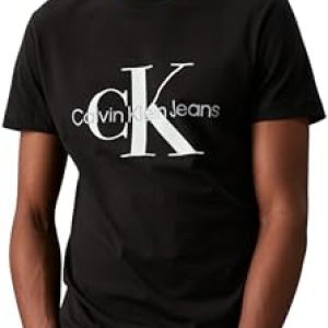 Calvin Klein Jeans T-Shirt Homme Manches Courtes Core Monologo Slim, Noir (Ck Black), XS