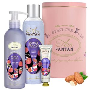 Coffret Cadeau Femme: Coffret Beaute Femme 1 Gel Douche 250ml, 1 Creme Main 25ml, 1 Lait Corps Hydratant 200ml Un Air d'Antan®/ Parfum Figue,Vétiver, Amande/Noel/Idee Cadeau Maman