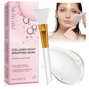 Collagen Night Wrapping Mask，Masque Collagene Visage Korean，Masque de Nuit Au Collagène，Masque de Soin Coréen pour Hydrater, Collagène hydrolysé pour une peau éclatante，Masque Collagene - 75ml