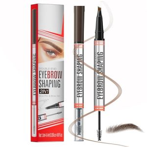 Crayon à sourcils microblading, stylo à sourcils 2 en 1 et gel scellant, maquillage pour sourcils ressemblant à des poils, brun foncé, avec embout pinceau (dark brown)