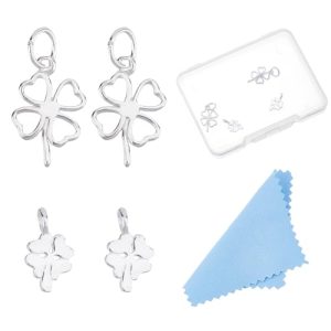 DICOSMETIC 4 pièces Breloques en Argent Sterling à Quatre Feuilles de Trèfle Charms de la Saint Patrick Trèfle Chanceux Charms en Argent pour Bracelet Collier Fabrication de Bijoux Trou: 2mm