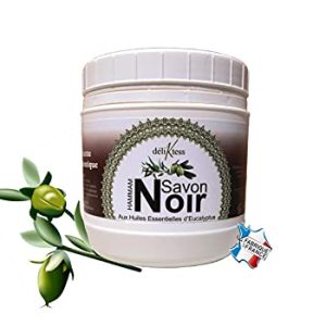 déliKtess® - Savon noir traditionnel à l'Eucalyptus - en pâte 1000 ml - Hammam et spa - Fabriqué en France