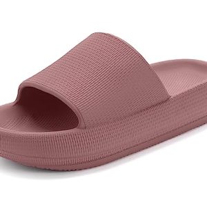 Donpapa Claquettes Femme Chaussons Hommes Douche Sandales Pantoufles Comfy Piscine et Plage Confortable Antidérapant Sliders YZ Visage Rouge 39-40