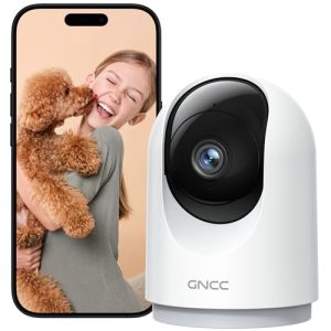 GNCC 2K 3MP Caméra Surveillance WiFi Interieur 360° Caméra Connectée Smartphone pour Bébé/Animaux Détection IA Audio bidirectionnel Alertes APP 2,4GHz Compatible Alexa