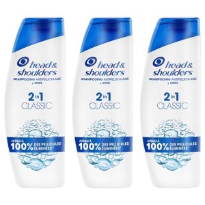 Head & Shoulders Classic 2 en 1 Shampoing Antipelliculaire 3x300ml; Jusqu'à 100% des Pellicules Éliminées, Cliniquement Prouvé; Tous Types de Cheveux; Usage Quotidien; Rafraîchissant