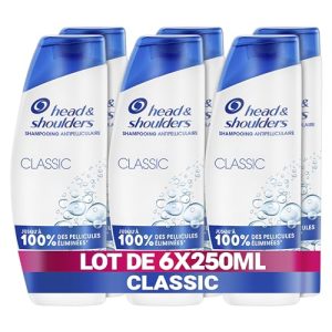 Head & Shoulders Classic Shampoing Antipelliculaire 6x250ml; Usage Quotidien; Jusqu'à 100% Des Pellicules Éliminées, Cliniquement Prouvé; Tous Types de Cheveux et de Cuir Chevelu