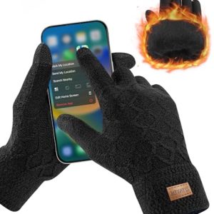 HIYATO gants hiver homme, Gants d'écran tactile chauds avec doublure intérieure douce, gants thermiques pour homme et femme(noir)
