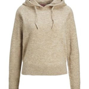 Jack & Jones Jxevi Pull à Capuche Knit Sn Tricot, Blanc cassé, S Femme