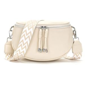 JSDOST Banane Femme Petit Sac Bandoulière Sac a Main Beige Sacoche Cadeau Femme