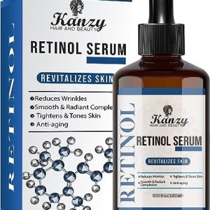 KANZY Retinol Serum 2.5% with Acide Hyaluronique Anti Ride, Anti Age Puissant Rétinol Sérum Visage Bio pour Femme et Homme avec Huile de Jojoba and Aloe Vera Pour une peau Radieuse et Ferme 30ML