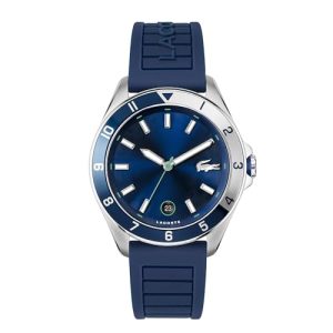 Lacoste Montre Analogique à Quartz pour Homme Collection TIEBREAKER avec Bracelet en Silicone Bleu - 2011125