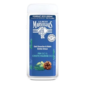 Le Petit Marseillais | Gel Douche Extra Doux Pin Bio & Criste Marine Bio (650 ml) – Hydrate et rafraîchit, pH neutre, sans colorant et 92% d'origine naturelle – Flacon 100% recyclable