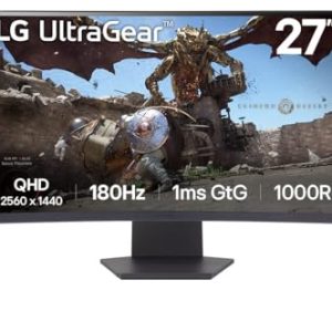 LG Ultragear™ 27GS60QC-B.AEU Ecran PC Gaming 27" - Dalle VA résolution QHD (2560x1440), 1ms 180Hz, HDR 10, sRGB99% (CIE1931), AMD FreeSync, inclinable, réglable en Hauteur