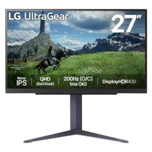 LG Ultragear™ 27GS85Q-B Ecran PC Gaming 27" - Dalle IPS résolution QHD (2560x1440), 1ms 180Hz (200Hz O/C), DisplayHDR™ 400, DCI-P3 98% (CIE1976), AMD FreeSync, Compatible NVIDIA G-Sync