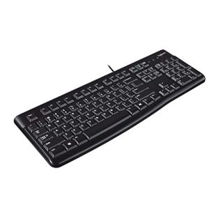 Logitech K120 Clavier Filaire pour Windows, USB Plug-and-Play, Taille Standard, Résistant Eclaboussures, Barre D'Espacement Incurvée, Compatible PC, Ordinateur Portable, Clavier Belge AZERTY - Noir