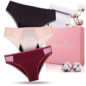Lot 3 Culottes Menstruelles Ultra Absorbante Coton Bio + Sac Lavage | Flux Abondant sous Vêtement Lavable Réutilisable Règles Fuites Post Accouchement Adolescente
