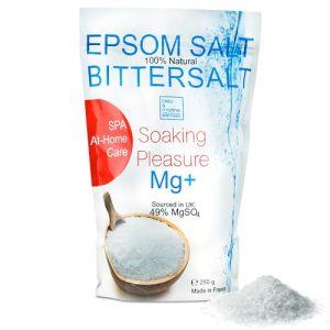 Magnésium Organique, Sel d'Epsom - Sels de Bain et Jambes Fatiguées, Callosités, Récupération Musculaire, Relaxation, Recharge la Peau en Magnésium, Exfoliant, Détox et Vitalité, Soin Plantes 250 g