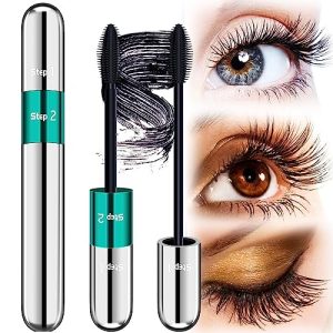 Mascara Waterproof Noir - 4D Mascara Effet Faux Cils Extra Longs Mascaras Fibre de Soie Imperméable à l'eau Longue Durée