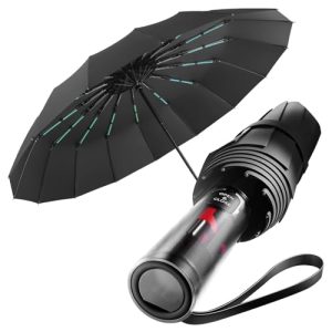 MidingChai Parapluie Pliant Automatique, Ombrelle Anti UV, Parapluie XXL pour Hommes et Femmes， avec Poignée au Design Exclusif, Parapluie Anti Tempete, Compact, Solide, Léger (Noir)
