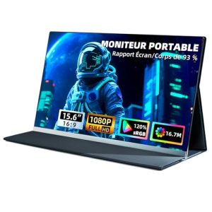 Newwin Écran Portable 15,6" FHD 1080P IPS HDR Deuxième Ecran Portable Moniteur de Voyage 120% sRGB USB-C HDMI Plug & Play Moniteur de Jeu Externe pour Ordinateur Portable PC Mac Switch Xbox PS3/4/5