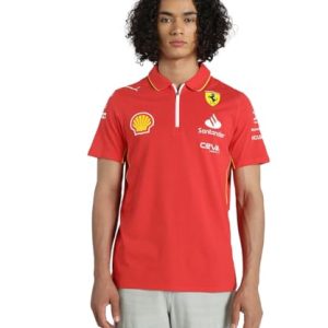 PUMA Polo d'équipe Scuderia Ferrari 2024 pour Hommes - Rouge Brûlé - Taille: XXL