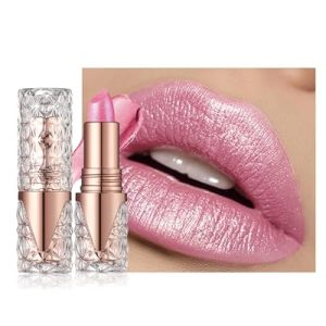 Rouge a Levre Pailleté Métallique, Rouge à Lèvres Mat Longue Tenue, Très Pigmenté Shimmer Waterproof Baume a Levre, Finition Lustrée Diamant Lip Gloss, Glitter Lipstick, Maquillage Cadeau Femme - 02