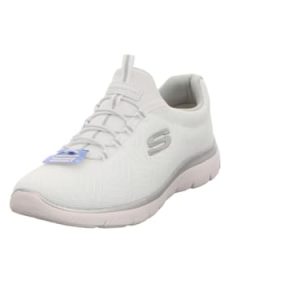 Skechers Femme Summits Lite Basket, White Mesh Silver Gray Trim, 39 EU