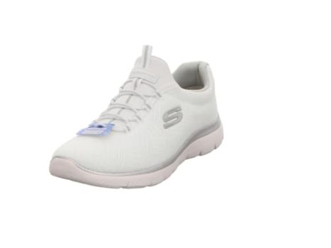 Skechers Femme Summits Lite Basket, White Mesh Silver Gray Trim, 39 EU