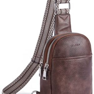 Telena Bum Bag Femmes, Sac à bandoulière pour femmes Petit sac à bandoulière en cuir PU Leather Sport Shoulder Bag Sac à bandoulière élégant, café