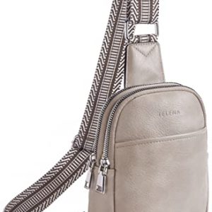 Telena Bum Bag Femmes, Sac à Bandoulière PU Cuir Sport Élégant, Petit, Gris