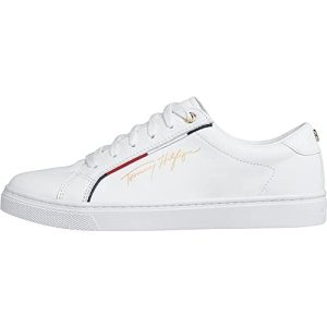 Tommy Hilfiger Baskets Femme Semelle Cuvette Tommy Signature Chaussures, Blanc (White), 39 EU