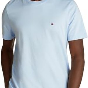 Tommy Hilfiger T-Shirt Manches Courtes Homme Seasonal Solid Tee avec Col Ras-du-Cou, Bleu (Breezy Blue), L
