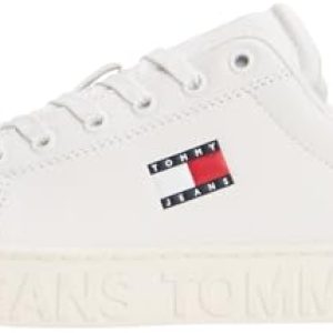 Tommy Jeans Femme Tjw Logo Outsole Sneaker Ess En0En02703 Bas, White (Ecru/Silver), 40 EU