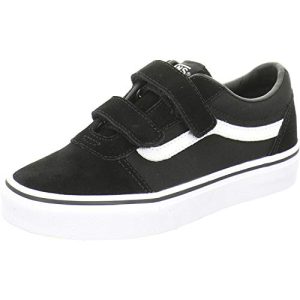 Vans Ward V-Velcro Suede, Baskets Mixte Enfant -Noir ((Suede/Canvas) Black/White) - 24 EU