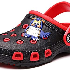 Vorgelen Sabots et Mules Enfants Été Sandales de Plage à Enfiler Chaussures Mixte Enfant Bébé Fille Garçon Antidérapant Piscine de Jardin Pantoufles Rouge Noir 28 EU=Étiquette 29