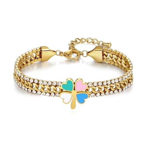 KGDUYC Bracelet porte-bonheur trèfle à quatre feuilles